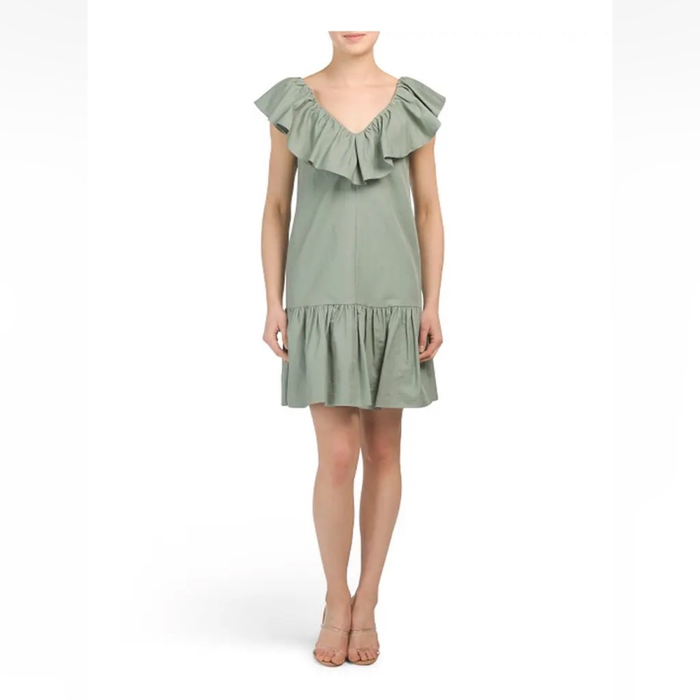 Rebecca Taylor green ruffle dress